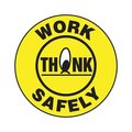 Accuform Hard Hat Sticker, 214 in Length, 214 in Width, THINK WORK SAFELY Legend, Adhesive Vinyl LHTL326